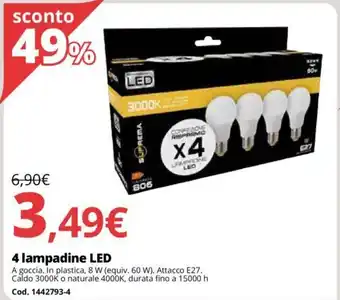 Brico Io 4 lampadine LED offerta