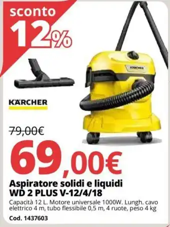 Brico Io Aspiratore solidi e liquidi WD 2 PLUS V-12/4/18 offerta
