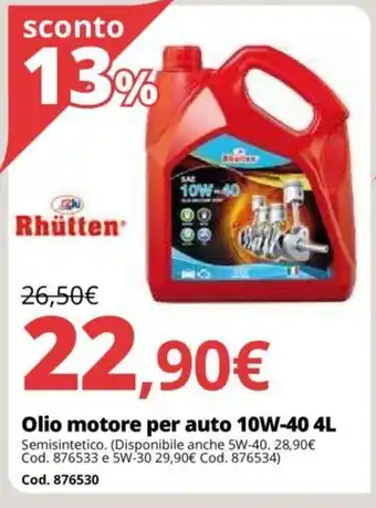 Brico Io Olio motore per auto 10W-40 4L offerta