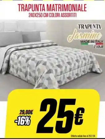 TRAPUNTA MATRIMONIALE 240X250 CM COLORI ASSORTITI