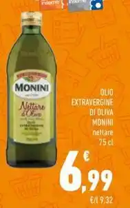 Conad OLIO EXTRAVERGINE DI OLIVA MONINI nettare 75 cl offerta