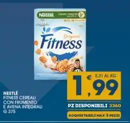 SeBón Supermercati NESTLÉ FITNESS CEREALI CON FRUMENTO E AVENA INTEGRALI G 375 offerta