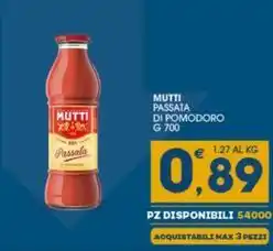 SeBón Supermercati MUTTI PASSATA DI POMODORO G 700 offerta