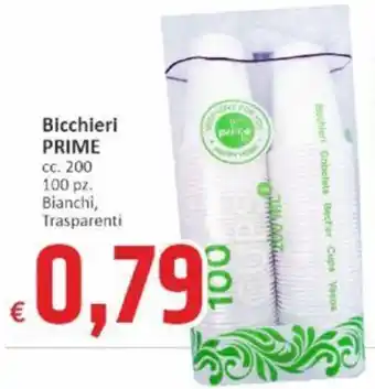 Paghi Poco Bicchieri PRIME cc. 200 100 pz Bianchi, Trasparenti offerta