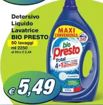 Prix Quality Detersivo Liquido Lavatrice BIO PRESTO 50 lavaggi ml 2250 offerta