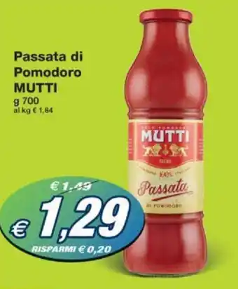 Prix Quality Passata di Pomodoro MUTTI g 700 offerta