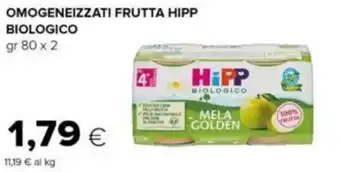Oasi OMOGENEIZZATI FRUTTA HIPP BIOLOGICO gr 80 x 2 offerta