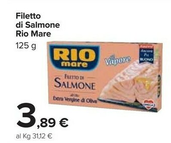 Carrefour Rio Mare Filetto Di Salmone Al Naturale Al Vapore 125 G(ml) offerta