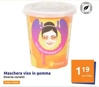 Action Maschera viso in gomma Diverse varianti offerta