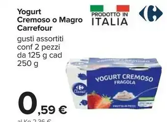 Carrefour Carrefour - Yogurt Con Fragole Cremoso 250 G(ml) offerta