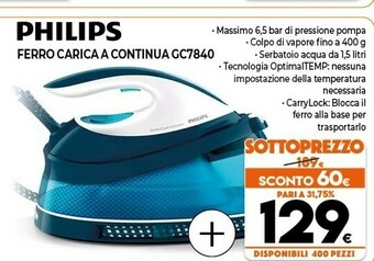 Expert Philips Ferro Carica A Continua GC7840 offerta
