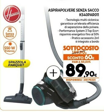 Expert Hoover KHROSS KS40PAR 011 1,8 L A Cilindro Secco 550 W Senza Sacchetto offerta