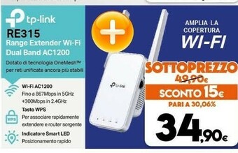 Expert TP-LINK RE315 Moltiplicatore Di Rete Bianco 10, 100 Mbit/s offerta
