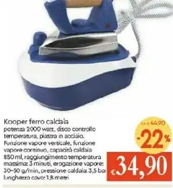 Galassia Kooper Ferro da stiro con caldaia offerta