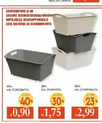 Galassia Contenitore Q-in Colore Bianco/sabbivgricio Impilabile Sovrapponibile Con Sistema Di Scorrimento offerta
