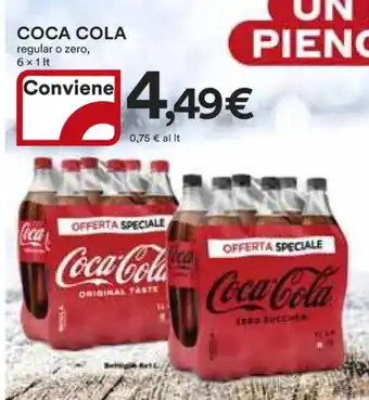 Ipercoop COCA COLA regular o zero, 6 x 1lt offerta