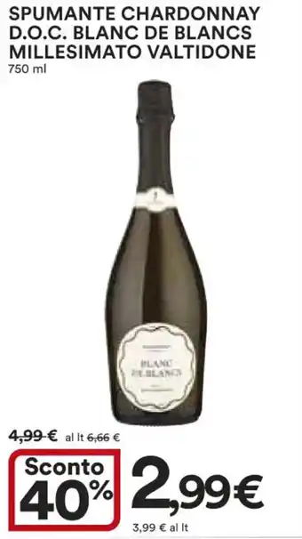 Ipercoop SPUMANTE CHARDONNAY D.O.C. BLANC DE BLANCS MILLESIMATO VALTIDONE 750 ml offerta
