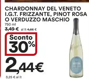 Ipercoop CHARDONNAY DEL VENETO I.G.T. FRIZZANTE, PINOT ROSA O VERDUZZO MASCHIO 750 ml offerta