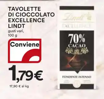 Ipercoop TAVOLETTE DI CIOCCOLATO EXCELLENCE LINDT gusti vari, 100 g offerta