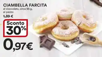Ipercoop CIAMBELLA FARCITA al cioccolato, circa 95 g offerta