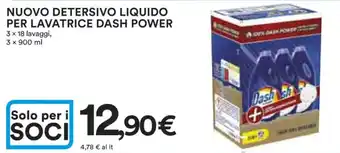 Ipercoop NUOVO DETERSIVO LIQUIDO PER LAVATRICE DASH POWER 3 x 18 lavaggi offerta