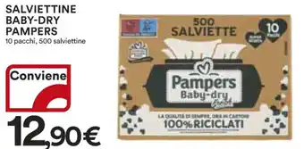 Ipercoop SALVIETTINE BABY-DRY PAMPERS 10 pacchi, 500 salviettine offerta