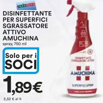 Ipercoop DISINFETTANTE PER SUPERFICI SGRASSATORE ATTIVO AMUCHINA spray, 750 ml offerta
