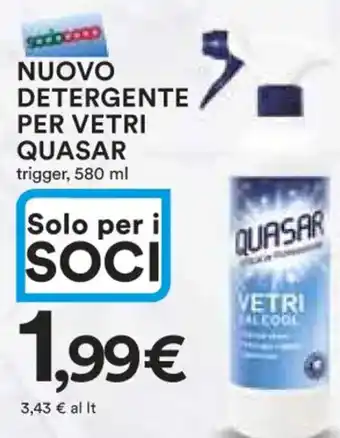Ipercoop NUOVO DETERGENTE PER VETRI QUASAR trigger, 580 ml offerta