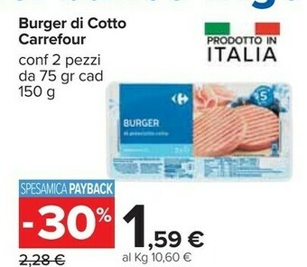 Carrefour Carrefour Burger Di Cotto offerta