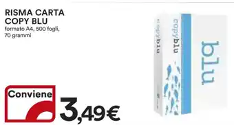 Ipercoop RISMA CARTA COPY BLU formato A4, 500 fogli, 70 grammi offerta