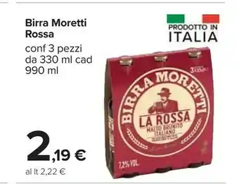 Carrefour Birra Moretti - La Rossa 330 G(ml) offerta