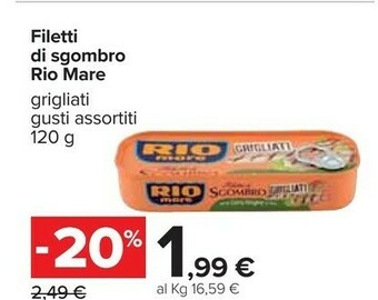Carrefour Rio Mare Filetti Di Sgombro Grigliati Al Naturale 120 G(ml) offerta