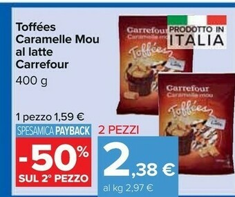 Carrefour Carrefour Toffees Caramelle Mou Al Latte offerta