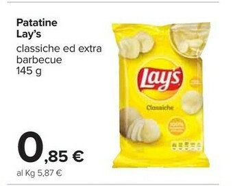 Carrefour Lay's Patatine Classiche 145 G(ml) offerta