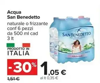 Carrefour San Benedetto Acqua Minerale Naturale 3000 G(ml) offerta