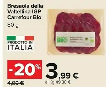 Carrefour Carrefour Bio Bresaola Della Valtellina Igp offerta