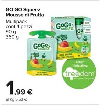 Carrefour Go Go Squeez Mousse Di Frutta offerta