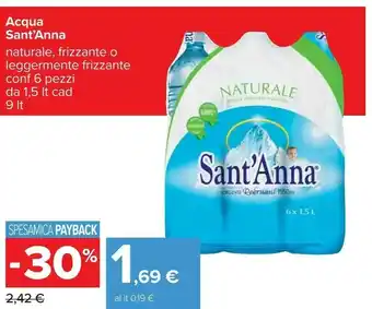 Carrefour Sant'anna Acqua Minerale Naturale 9000 G(ml) offerta