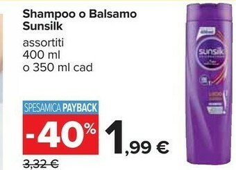 Carrefour Sunsilk Shampoo O Balsamo offerta