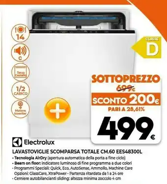 Expert Electrolux EES48300L Lavastoviglie A Scomparsa Totale 14 Coperti A+++ offerta
