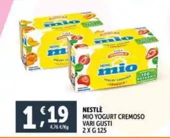 Deco Supermercati NESTLÈ MIO YOGURT CREMOSO VARI GUSTI 2XG125 offerta
