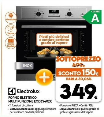 Electrolux EOD3S402X Forno Elettrico 72 L Acciaio Inossidabile A