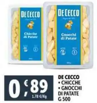 Deco Supermercati DE CECCO CHICCHE GNOCCHI DI PATATE G 500 offerta