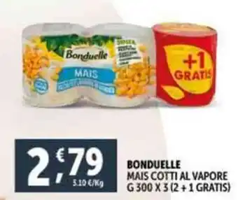 Deco Supermercati BONDUELLE MAIS COTTI AL VAPORE G 300 X 3 (2+1 GRATIS) offerta