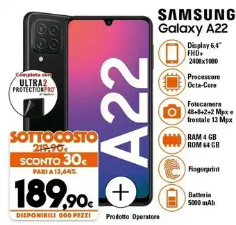 Expert Samsung Galaxy A22 5G SM-A226B 16,8 Cm (6.6") 4 GB 64 GB 5000 MAh Grigio offerta