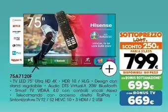 Expert Hisense TV Led 75'' 75A7120F offerta