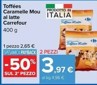 Carrefour Carrefour Toffees Caramelle Mou Al Latte 400 G offerta