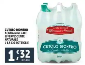 Deco Supermercati CUTOLO RIONERO ACQUA MINERALE EFFERVESCENTE NATURALE L1,5 X 6 BOTTIGLIE offerta