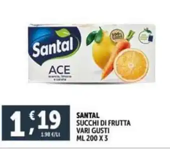SANTAL SUCCHI DI FRUTTA VARI GUSTI ML 200 X 3