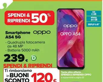 Carrefour Oppo A54 5G 16,5 Cm (6.5") ColorOS 11.1 4 GB 64 GB 5000 MAh Porpora offerta